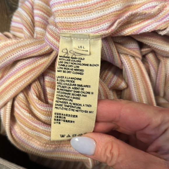 Free People Autumn Nights Striped Tulip Tie-Back Top Orchid Rain V-Neck - Picture 9 of 10